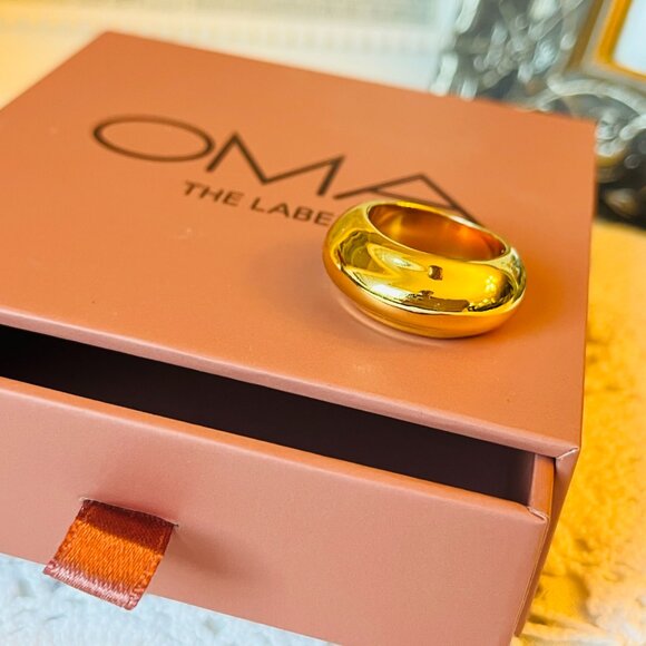 18K Gold Plated Dome Ring Size 6 Oma The Label The Haddy Ring - Picture 7 of 12